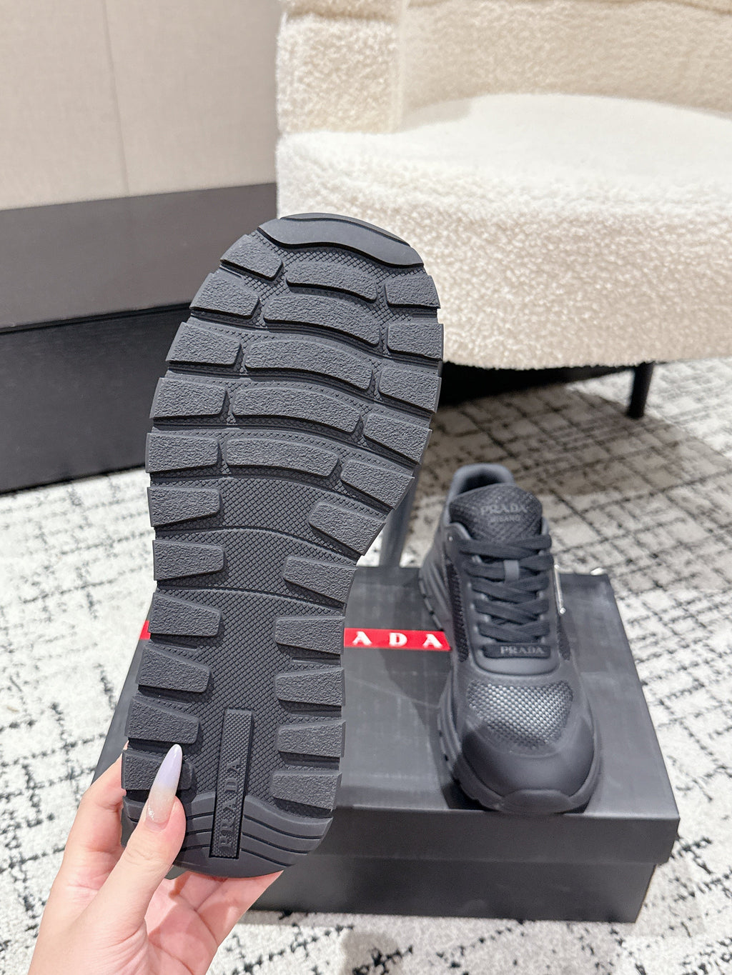 PRADA 25S MEN SNEAKERS IN BLACK CANVAS
