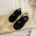 PRADA RUBBER SOLE SANLS IN BLACK SUEDE