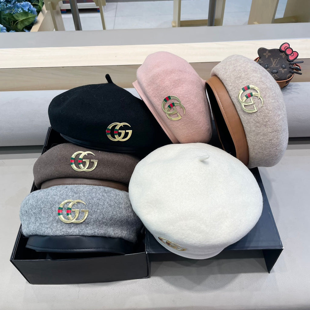 GUCCI BERET HAT IN WENGE BROWN WOOL 406888