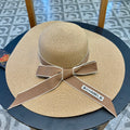 CHANEL WIDE BRIM STRAW HAT WITH BOW BROWN 672705