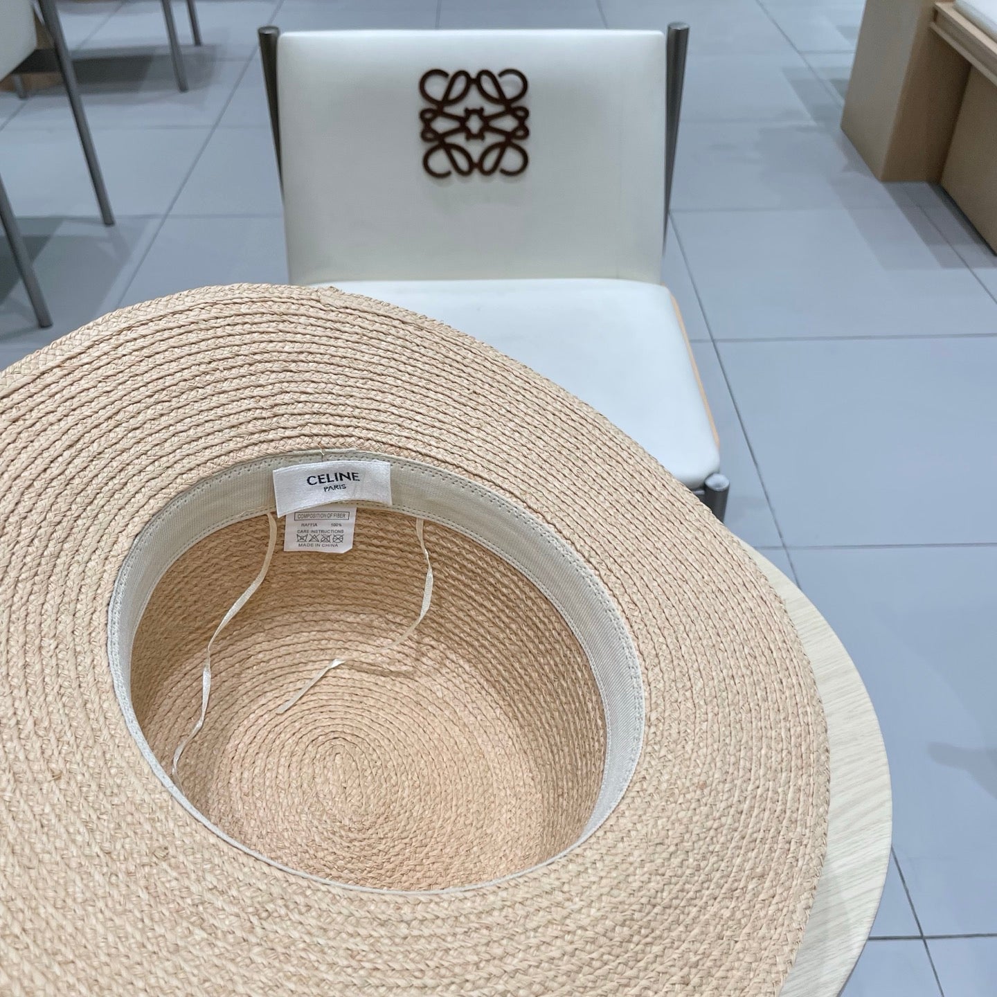 CELINE WIDE BRIM HAT MODEL 652234 IN NATURAL WOVEN STRAW