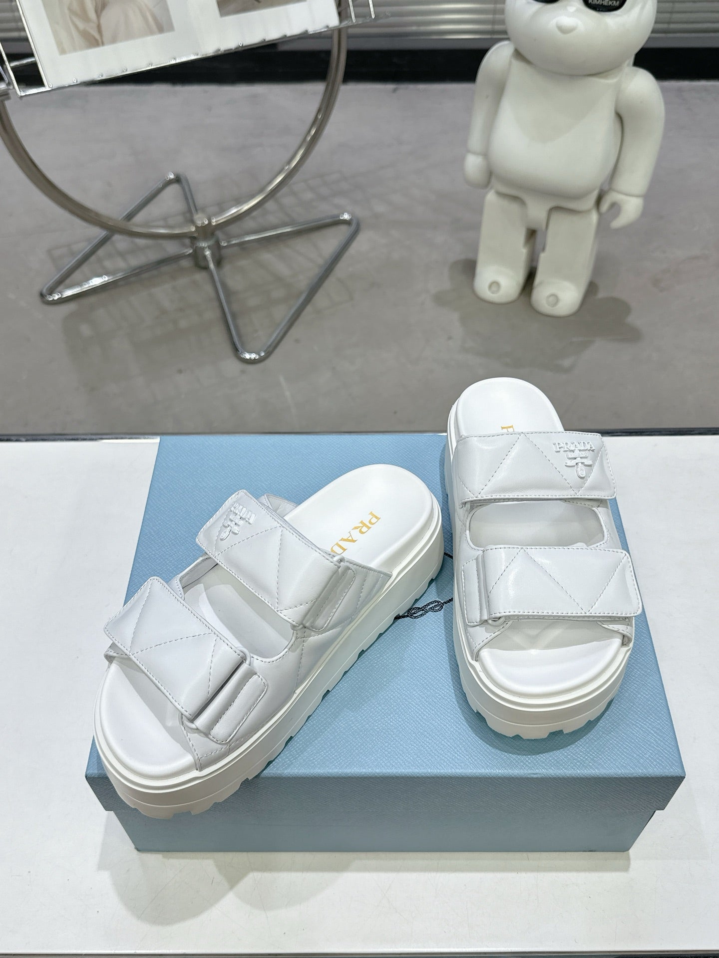 PRADA STRAP SANLS 55MM IN WHITE CALFSKIN