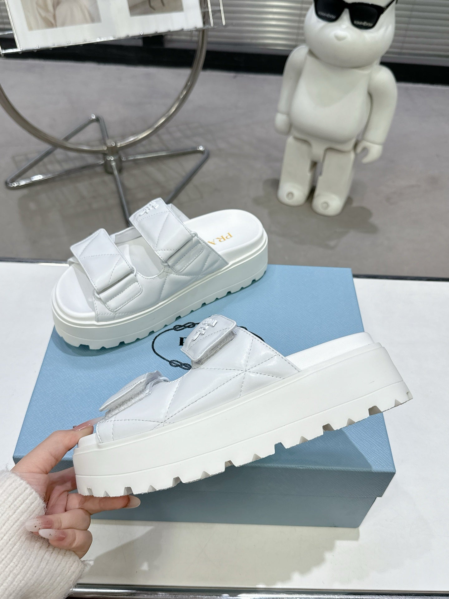 PRADA STRAP SANLS 55MM IN WHITE CALFSKIN