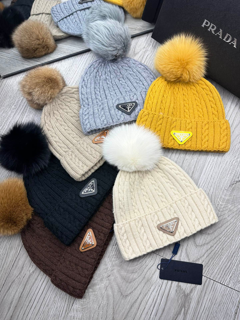 PRADA BEANIE HAT IN DOVE GRAY WOOL 352363