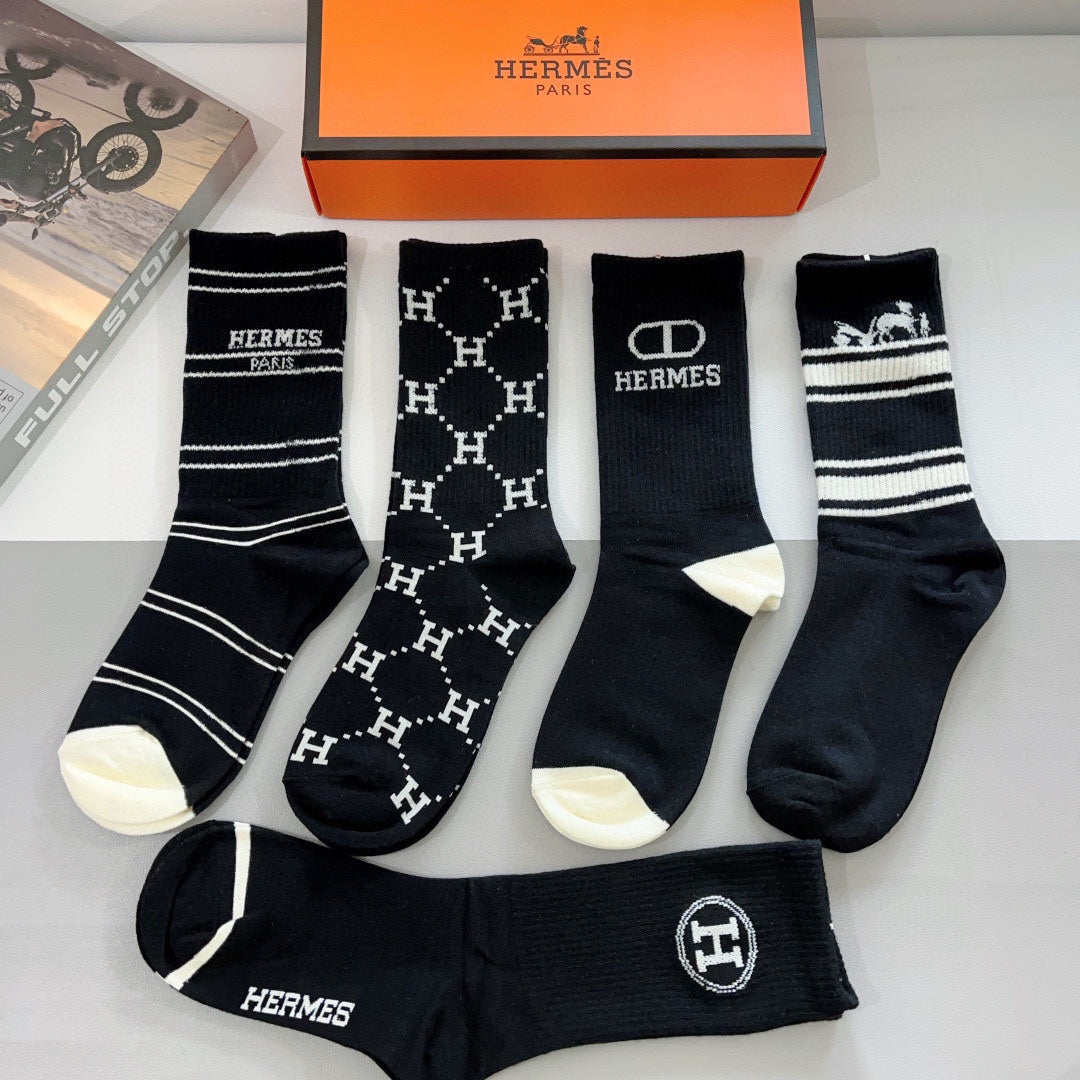 HERMES CREW SOCKS 381628 (1 BOX)