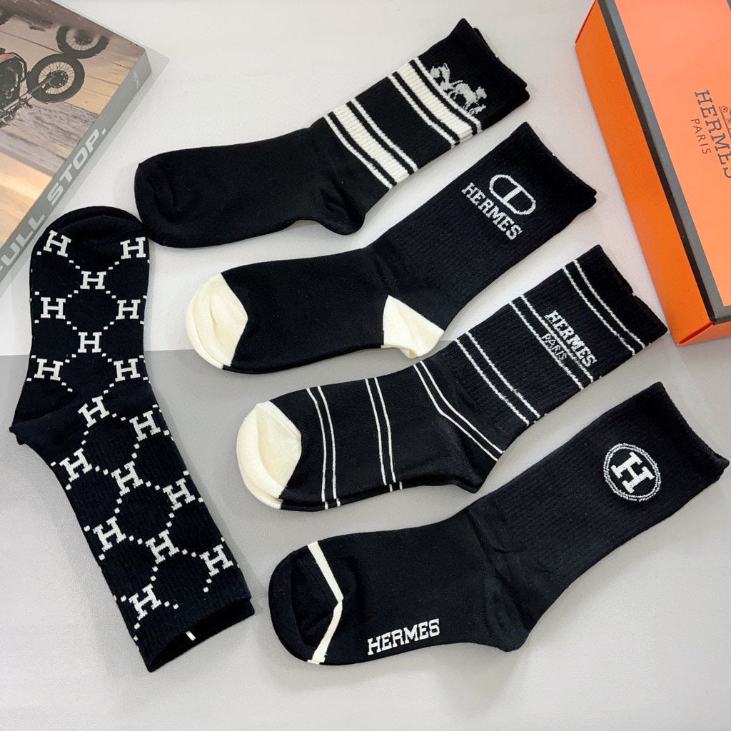 HERMES CREW SOCKS 381628 (1 BOX)