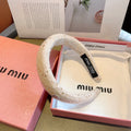 THICK HEADBAND IN WHITE TWEED EMBELLISHED SEQUINS 406046