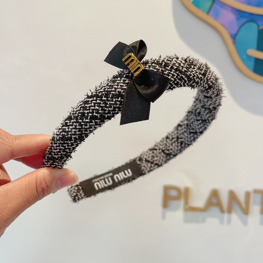 BLACK MIX WHITE HEADBAND TWEED 409371