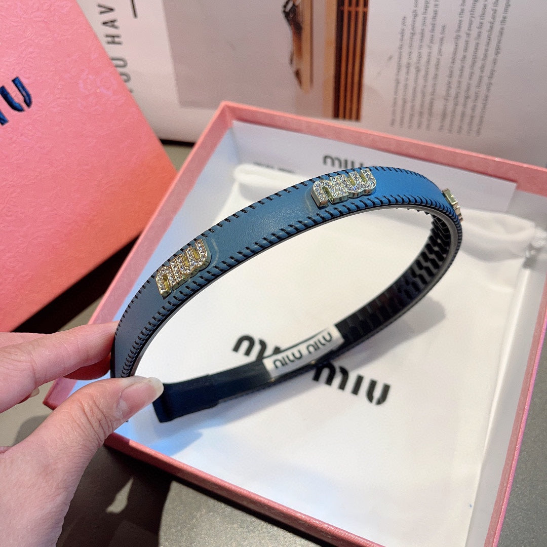 HEAD BAND IN USAFA BLUE LAMBSKIN AND RESIN 417295