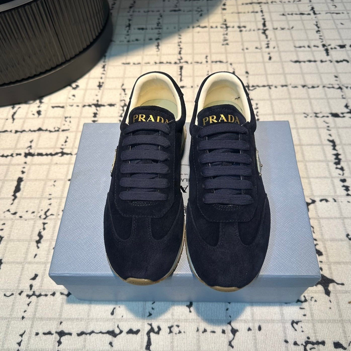 PRADA TRIANGLE LOGO SNEAKERS RK BLUE SUEDE