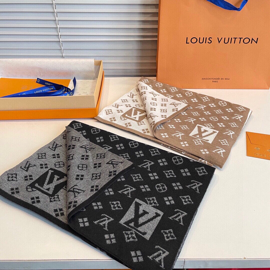 LOUIS VUITTON AMAZINGRAM SCARF 200 CM IN CAMEL BEIGE WOOL AND SILK 396530