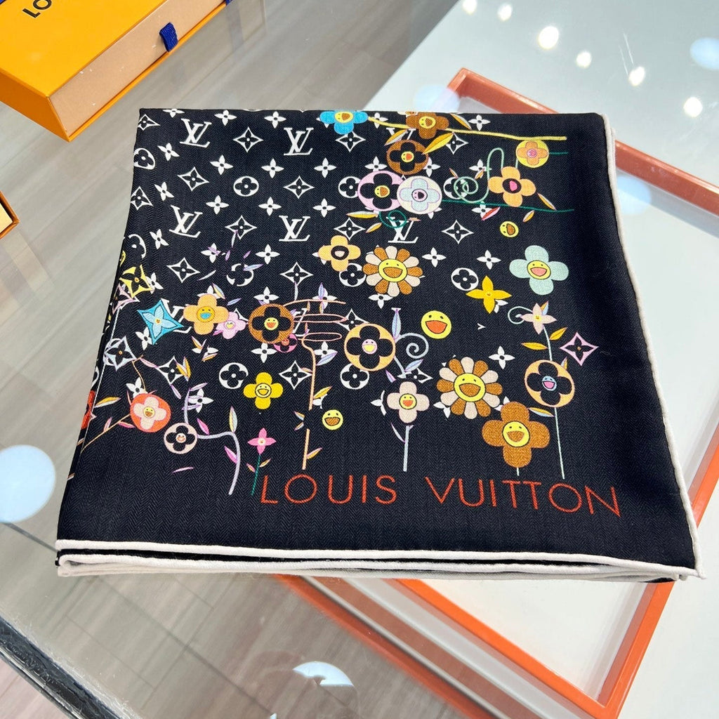 LOUIS VUITTON LV SCARF 135 CM IN WOOL MIX SILK 715459