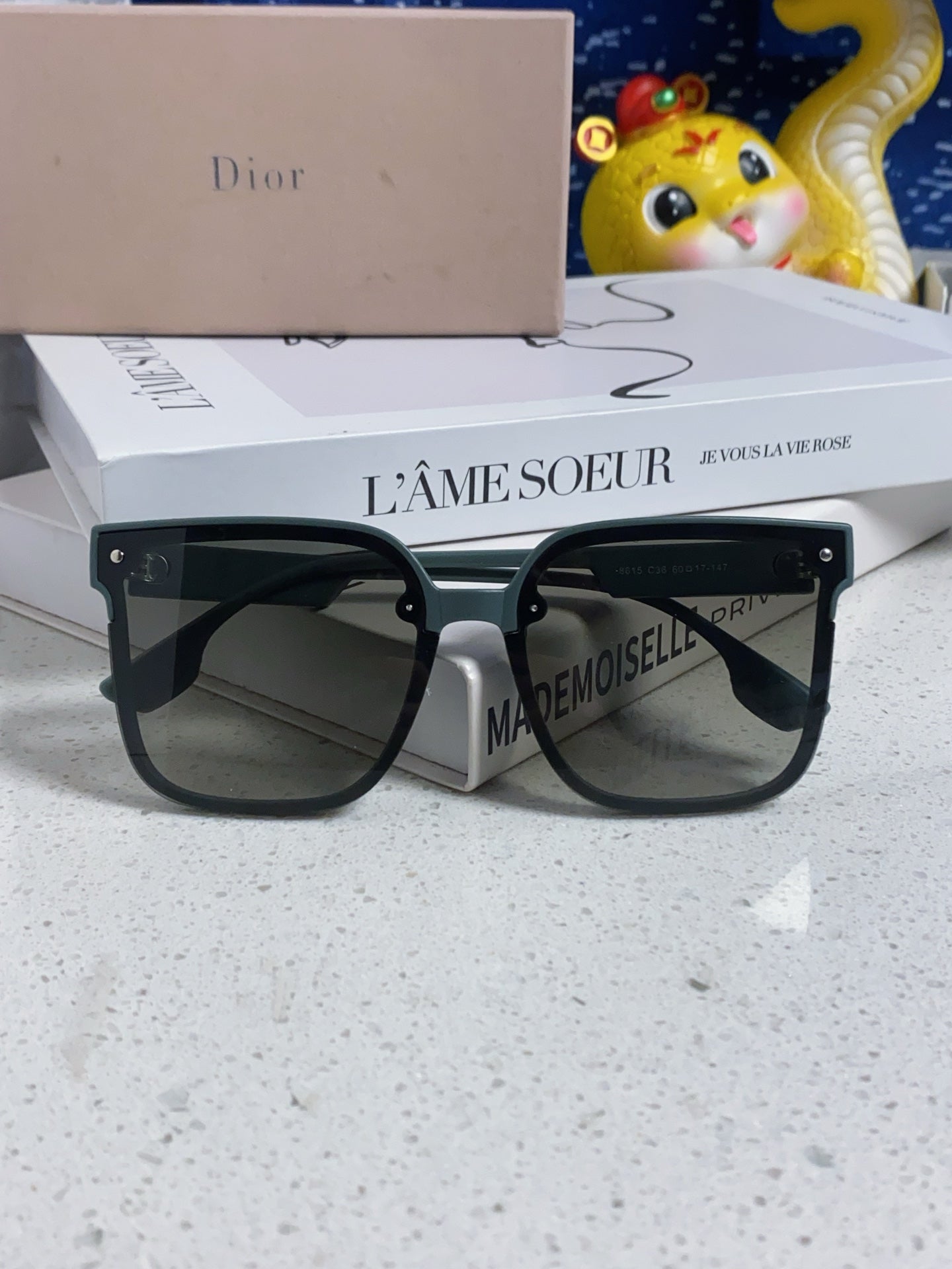 DIOR MONTAIGNE SUNGLASS 560860 IN TAN GREEN ACETATE