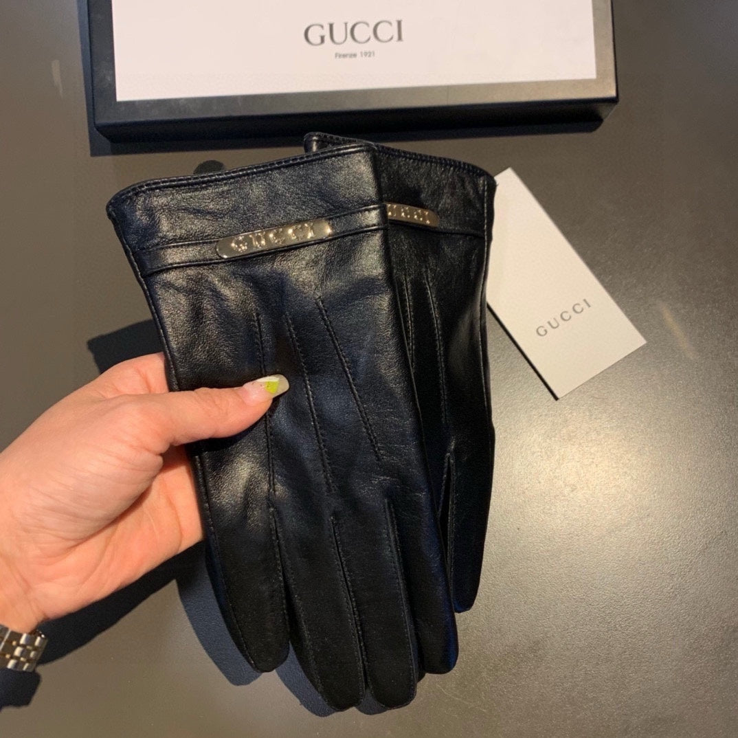 GUCCI TOUCHSCREEN LAMBSKIN GLOVES BLACK 456312