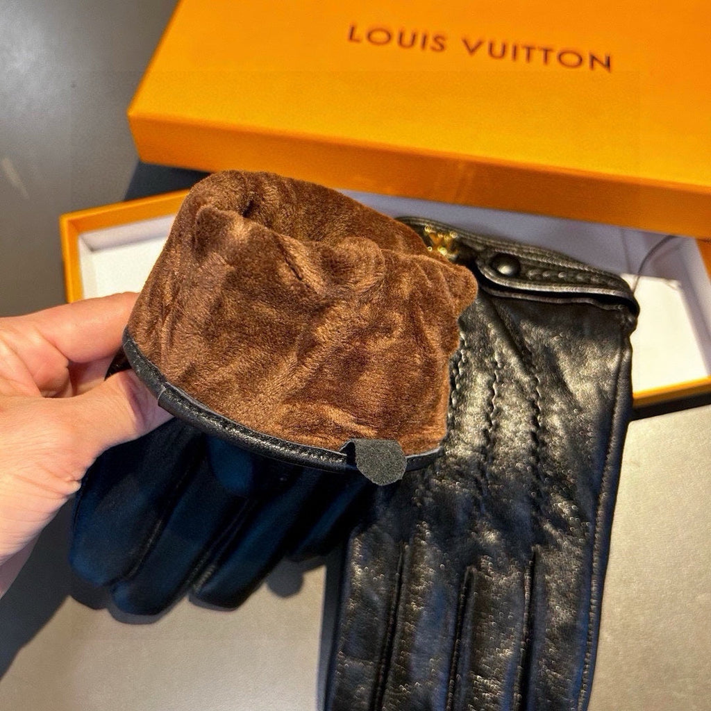 LOUIS VUITTON GLOVES IN BLACK LAMBSKIN 456344
