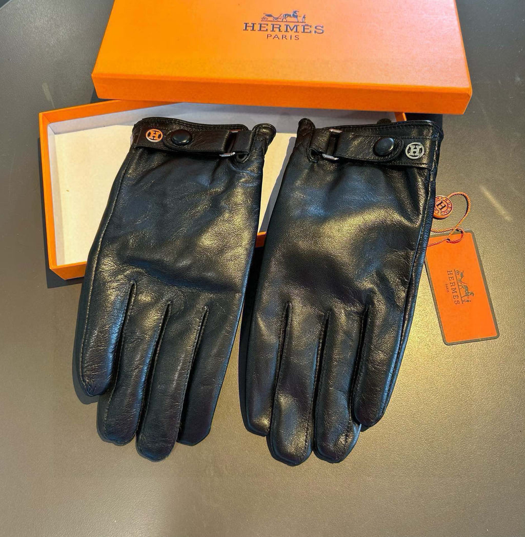 LOUIS VUITTON GLOVES IN BLACK LAMBSKIN 456344