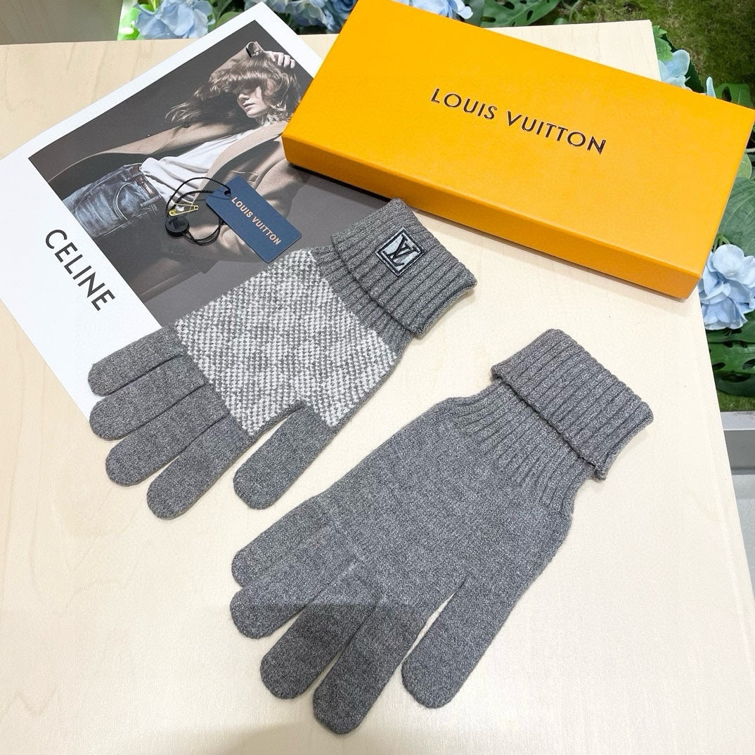 LOUIS VUITTON LV GLOVES IN DOVE GRAY WOOL 462427