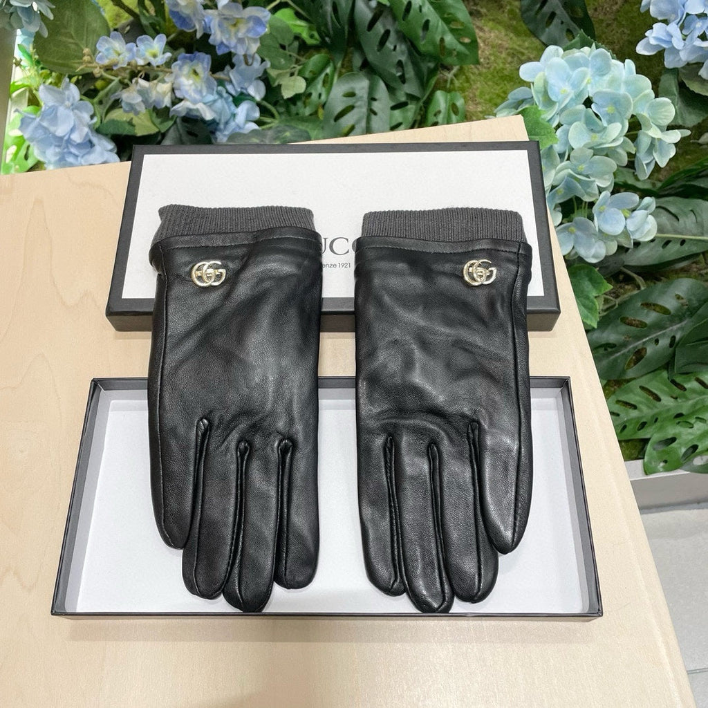 GUCCI GLOVES IN BLACK SHEEPSKIN MIX WOOL 463824