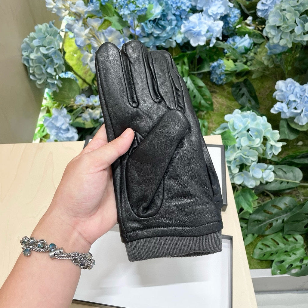 GUCCI GLOVES IN BLACK SHEEPSKIN MIX WOOL 463824
