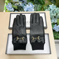 GUCCI HORSEBIT GLOVES IN BLACK LAMBSKIN MIX WOOL 464975