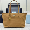 PRADA 25S RE-EDITION 1978 MEDIUM 35 IN RK CARAMEL NYLON AND SAFFIANO CALFSKIN